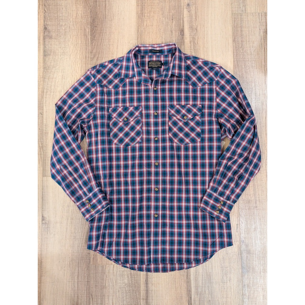 Pendleton Frontier Western Shirt Mens M Plaid High Grade Cowboy Pearl Snap Style
